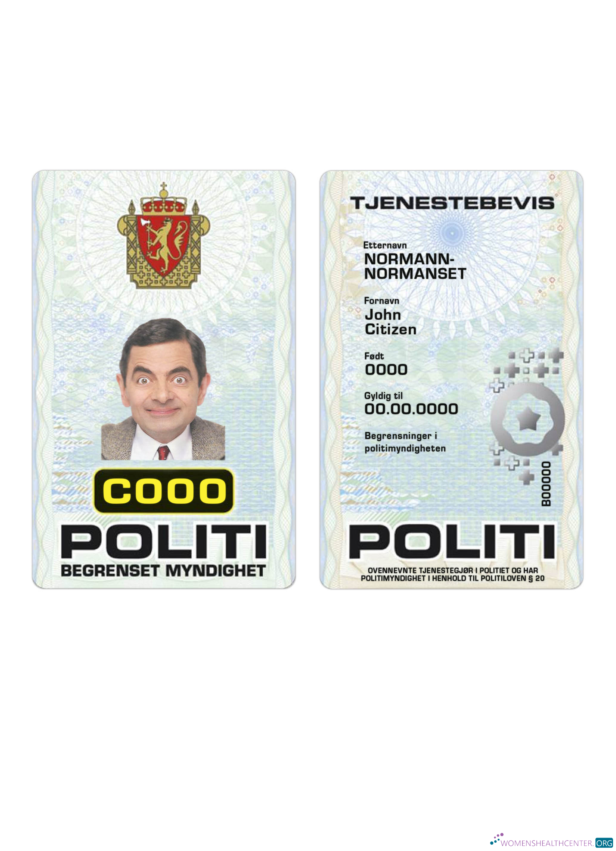 Download Norway Police ID card Photoshop template